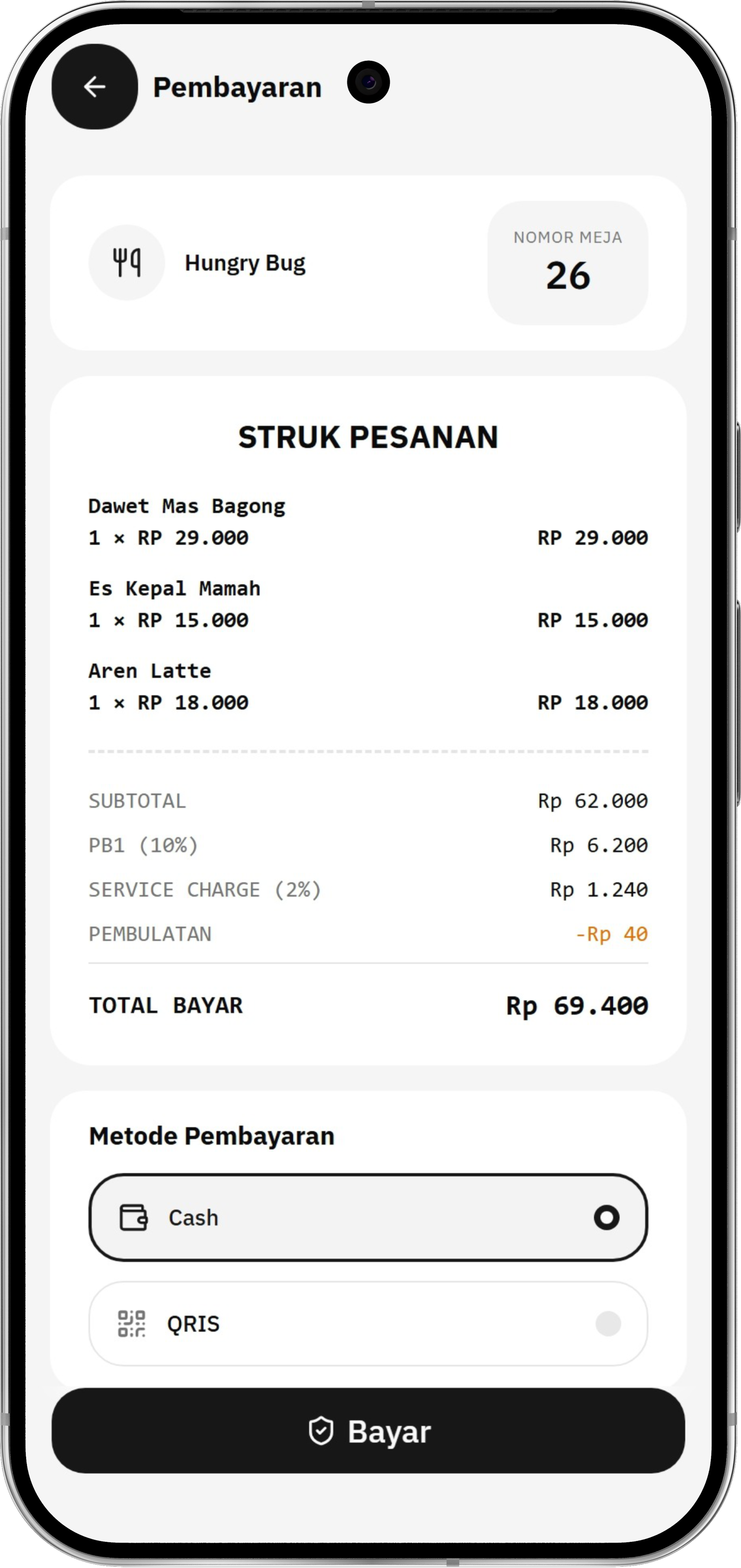 Payment mockup